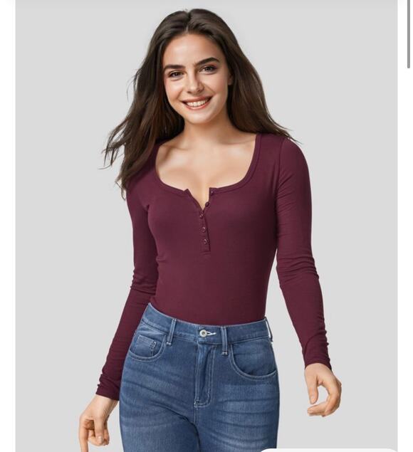 HALARA Tops - HALARA Set of (2)  Ribbed Henley Neck Long Sleeve Slim Casual T-Shirt Size XL